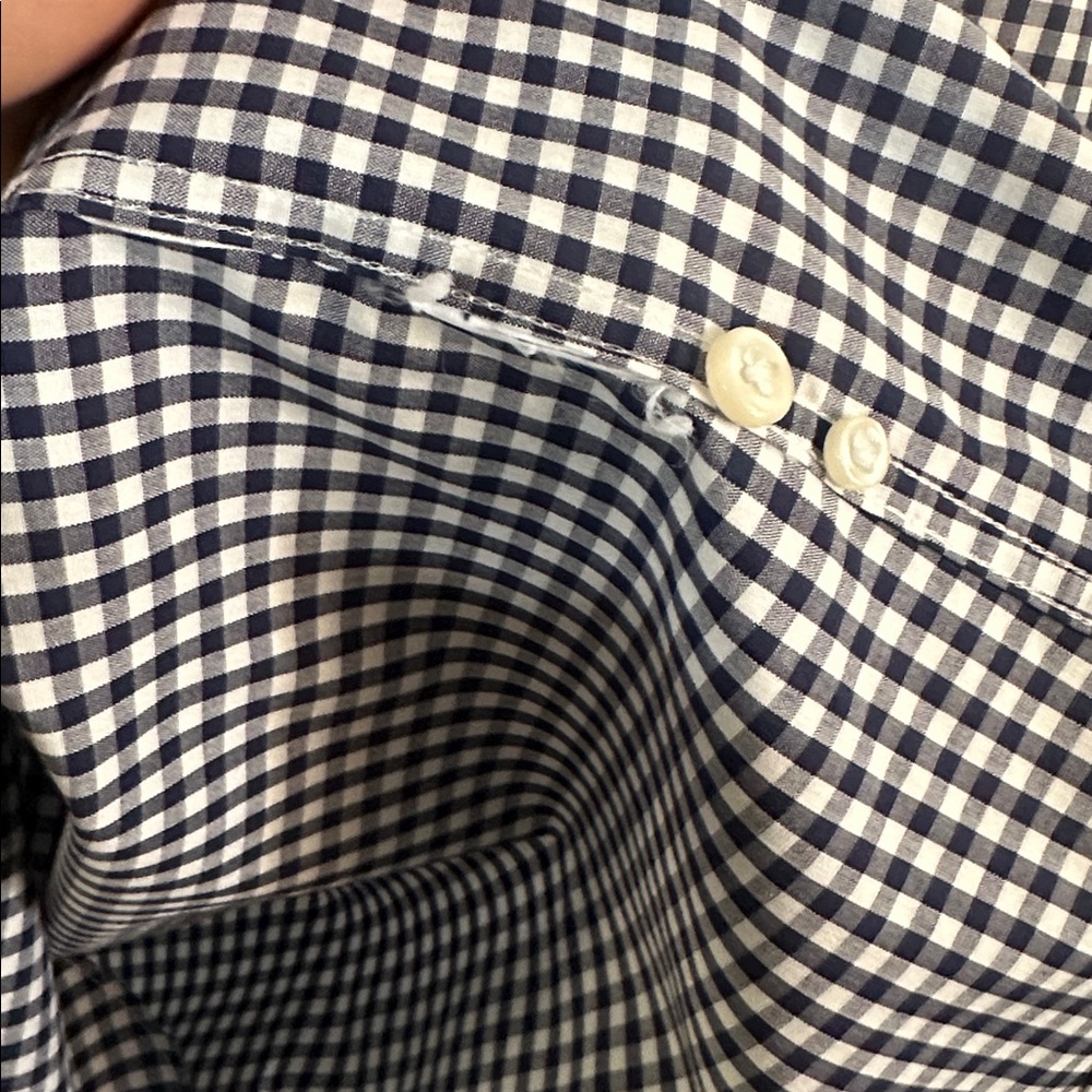J. Crew Men Button Down Navy White Checkered Gingham Shirt - Picture 7 of 7